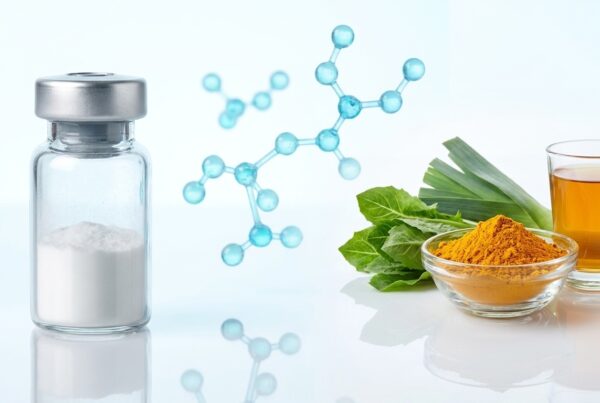 Comparatif visuel scientifique entre flacons peptides recherche et compléments alimentaires naturels berbérine fibres pour analyse alternatives GLP-1