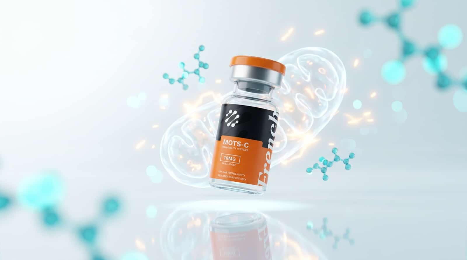 Flacon de MOTS-c French Peptides, membre métabolique de la famille des peptides mitochondriaux