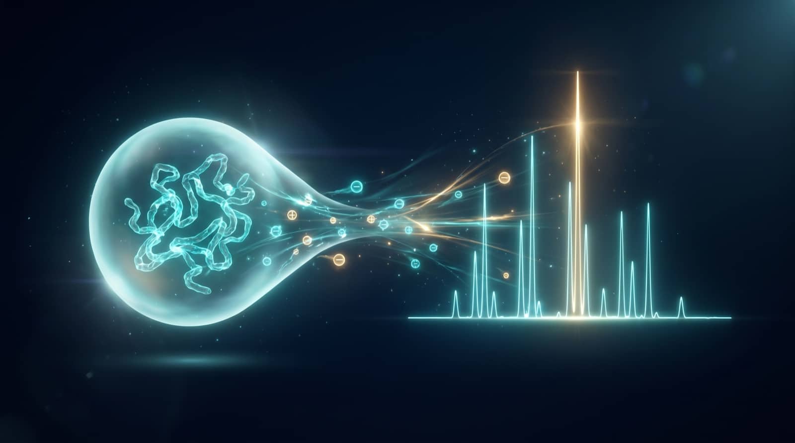 Spectrométrie de masse d'un peptide : ionisation et formation d'un spectre de pics