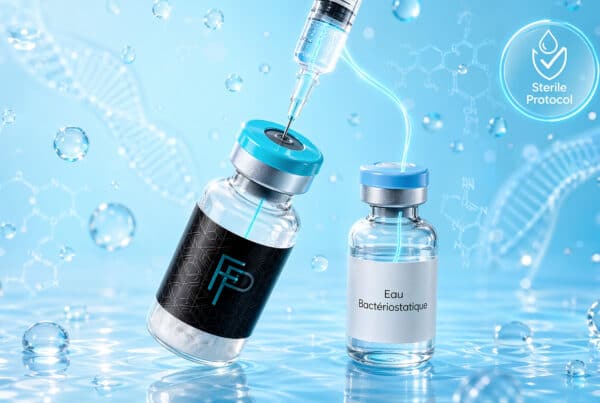 Reconstitution peptides de recherche — flacon seringue eau bactériostatique guide dosages French Peptides